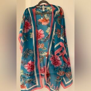 Liu Jo Floral Swim Coverup - Teal and Pink